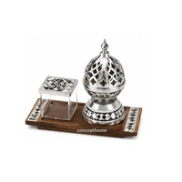Brûleur d'encens écologique en acier inoxydable avec base en bois, diffuseur aromatique de style arabe pour la décoration intérieure
