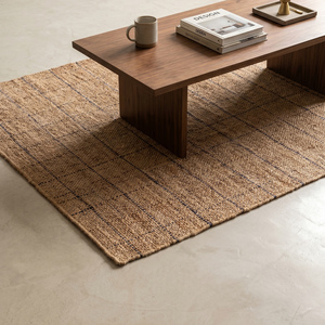Natural Handwoven <b>Jute</b> <b>Rug</b> Beige Brown Geometric Pattern Area Carpet Anti-Slip Thick Medium Pile for Living Room Bedroom Modern - Product Image 4