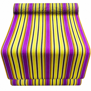 Tissu rayé en nylon recyclé jaune, violet et noir pour la fabrication textile, les vêtements et les applications industrielles - Product Image 1