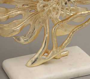 Gold Plated Monstera Leaf Sculpture Handmade Artistic Tabletop <b>Decor</b> Contemporary Plant Design Living Room Ornament Single Piece - Product Image 5