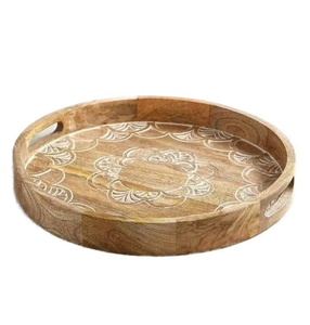 Plateau de service contemporain en bois naturel pour la décoration de la maison, l'organisation de la table de cuisine, rangement polyvalent élégant, Bar Mitzvah - Product Image 2