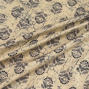 Beige Hand Block Printed Lightweight Cotton <b>Fabric</b> Black Floral Buta Jaipur Sanganeri Dress Material Home Decor Girls Wholesale - Product Image 4