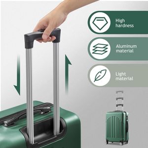Valigia Trolley 4 in 1 con Strisce Verticali Curve, Verde Retrò, in ABS PC, Leggera, Impermeabile, Chiusura a Cerniera, Fodera in Poliestere - Product Image 6