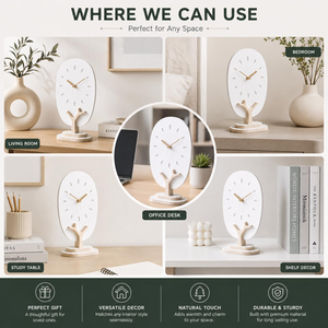 <b>Table</b> <b>Clock</b> for Home Decor 8 Inch Wooden Desk <b>Clock</b> With White MDF Face Silent Quartz Movement Modern Desktop <b>Clock</b> - Product Image 3