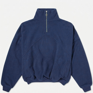 Sweat-shirt à capuche polaire uni personnalisé avec logo, demi-zip, vente en gros, fabricant de streetwear haut de gamme, sweat-shirt quart de zip - Product Image 1