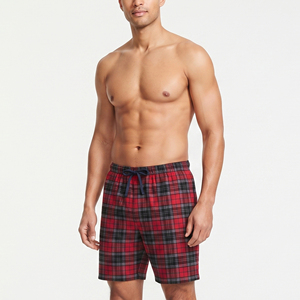 Shorts en flanelle 100% coton pour hommes, avec cordon de serrage à la taille, shorts de nuit à carreaux, shorts de nuit en flanelle de haute qualité pour hommes - Product Image 5