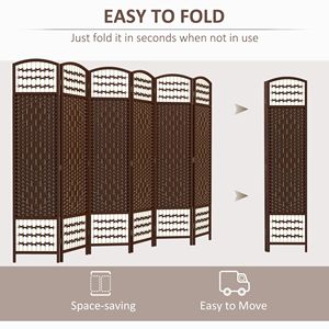 6-Panel Lightweight Brown Wave Fiber Paper Divider Panel Traditional Style <b>Folding</b> Privacy <b>Screen</b> for Home Office Room Partition - Product Image 4