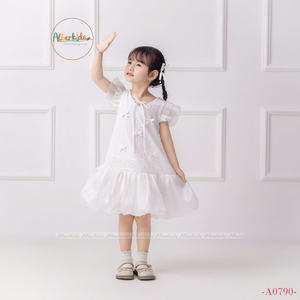 ชุดเดรสเด็กผู้หญิงลำลองสำหรับฤดูใบไม้ผลิฤดูร้อนชุดเดรสลำลองสำหรับเด็กผู้หญิงพร้อมชุดเดรสแขนสั้นและโบว์หน้าอกสำหรับเด็กคุณภาพสูง - Product Image 2