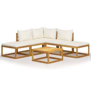 Ensemble de salon de jardin en bois d'acacia massif, couleur naturelle, mobilier de patio, taille standard - Product Image 1