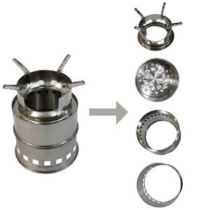 Estufa de Leña con Gasificador, Combustión Secundaria, Estufa de Camping de Bajo Humo, Acero Inoxidable, Equipo de Cocina para Exteriores con Bolsa de Transporte - Product Image 5