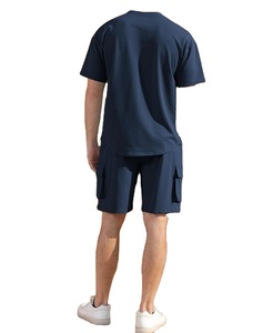 Ensemble T-shirt et short en maille respirant pour homme, été, décontracté, séchage rapide, logo personnalisé, haute qualité, 100% coton, personnalisable - Product Image 4