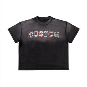 T-shirt personnalisé effet soleil délavé avec strass, qualité supérieure, look tendance, 100% coton, personnalisez votre design, t-shirt unisexe - Product Image 1