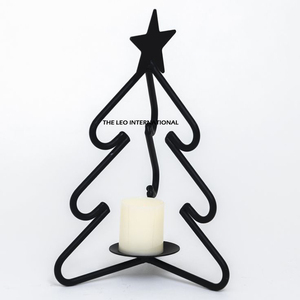 Black Powder Coated Metal Christmas Tree Star Cutout Handmade <b>Tea</b> <b>Light</b> <b>Holder</b> Festive Holiday Decor - Product Image 2