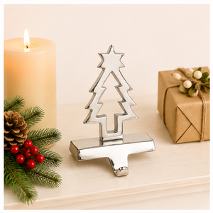 Elegant Hollow Chrome Christmas <b>Stocking</b> Hanger Set Durable Stainless Steel Tree Shape Fireplace Hook For Xmas Party Favors Home - Product Image 6