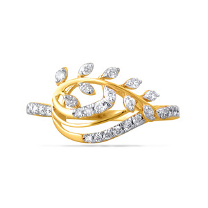 Anillo de Hoja con Diamantes Brillantes en Oro Amarillo Premium, Diseño Natural Delicado, Joyería de Alta Gama para Mujer - Product Image 3