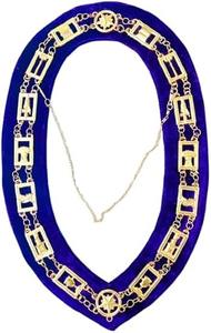 Collier de cérémonie maçonnique 33 degrés Rite écossais en velours violet avec chaîne dorée et petit bijou pendentif, collier de chaîne maçonnique - Product Image 3