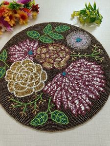 Decorative Luxury Embroidered Beaded <b>Placemat</b> <b>for</b> Sophisticated Dining <b>Table</b> Settings Wedding Decor and Hospitality Use - Product Image 6