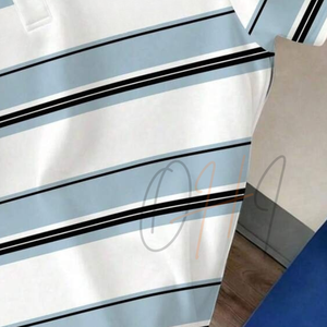 Camisa de Golf Personalizada para Hombre, Manga Corta, Casual, 100% Algodón, Verano, Transpirable, Corte Ajustado, Azul y Blanco - Product Image 6