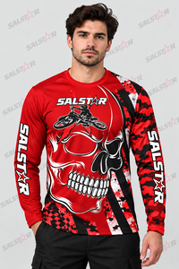 เสื้อแข่งมอเตอร์ไซค์แบบสั่งทำพิเศษ แขนยาว พิมพ์ลายแบบ Sublimation สำหรับ MX Motocross ขี่ออฟโรด สีแดง ผู้ผลิตชุดกีฬา OEM - Product Image 3