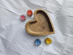 Porte-bougie en bois naturel fait main en forme de cœur pour la Saint-Valentin, décoration de la maison, artisanat CC-WCDB - Product Image 2