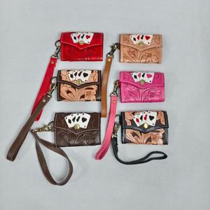 Handmade Genuine Leather Card Holder With Hollow Out Design Vintage Style Button Closure Unisex Short Wallet - Product Image 6
