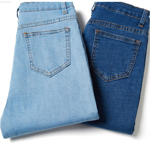 Jeans de Pierna Recta para Mujer, Cintura Alta, Largos, Denim Lavado, Casuales, Azules, de Algodón, Estilo Primavera - Product Image 5
