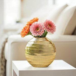 Vase à fleurs en aluminium antirouille Golden Waves pour la décoration de la maison, vase décoratif moderne pour le salon, le bureau, centre de table de mariage - Product Image 1