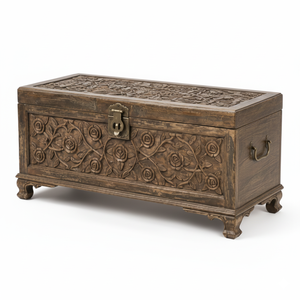 Most Demanded Ravish Roses Hand-Carved Solid Wood <b>Storage</b> <b>Chest</b> for Home Decor and <b>Storage</b> Available for Wholesale Supply - Product Image 1