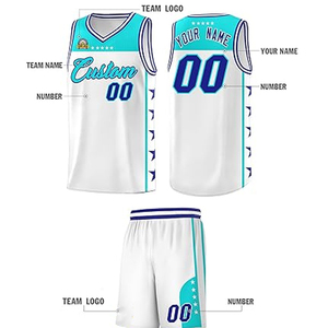 ชุดยูนิฟอร์มบาสเก็ตบอลแบบกำหนดเอง ชุดทีมโรงเรียน/วิทยาลัย เสื้อ กางเกงขาสั้น โลโก้ ชื่อ หมายเลข ชุดกีฬา ชุดฝึกซ้อม โพลีเอสเตอร์ 100% - Product Image 2