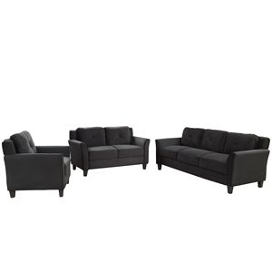 Set da Soggiorno a 3 Pezzi con Bottoni Trapuntati: Poltrona, Divanetto e Divano - Product Image 3