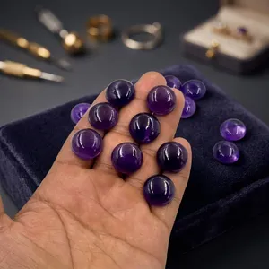 Cabujón Redondo de Amatista Natural, Piedra Preciosa Pulida de Color Morado, Piedra Suelta para Joyería, Calidad AAA - Product Image 1