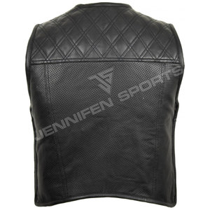 Chaleco de Cuero Negro Sólido para Motociclistas, Transpirable, Resistente al Viento, con Logotipo Personalizado, Estilo Casual, Tallas Grandes - Product Image 5