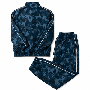 Men Blue <b>Camouflage</b> <b>Tracksuit</b> Full Length Zipper Fly Side Pockets Sporty Stand Collar Regular Fit Autumn Wear - Product Image 4