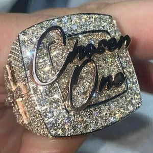 925 Sterling Silver VVS Round Brilliant Cut Moissanite Diamond Custom <b>Name</b> <b>Ring</b> Iced Out Hip Hop Luxury Statement <b>Ring</b> - Product Image 1