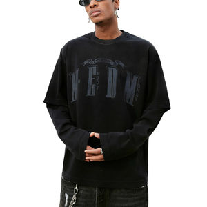 Double Layer T-<b>shirt</b> Custom Streetwear <b>Patchwork</b> Long Sleeve Unisex Double Layer T-<b>shirt</b> Oversized Layered Cotton T-<b>shirt</b> - Product Image 4