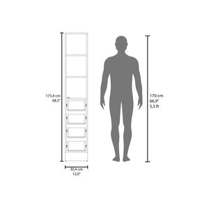 Mobiletto Vanguard in lino con quattro cassetti e tre ripiani, bianco, per bagno - Product Image 4