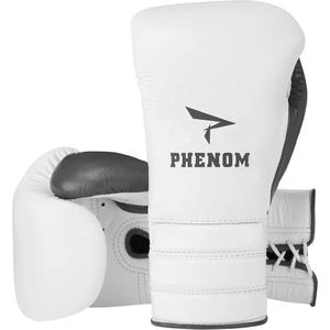 Gants de boxe Phenom noirs/gris à lacets, gants de sport professionnels, nouveau design, logo personnalisé, gants de boxe spéciaux pour l'entraînement - Product Image 4