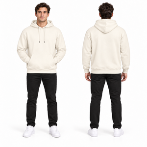 Custom Men's Navy Blue Hooded Sweatshirt Regular Fit Cotton Fleece Casual Pocket Design Winter Eco-Friendly Breathable - Product Image 4