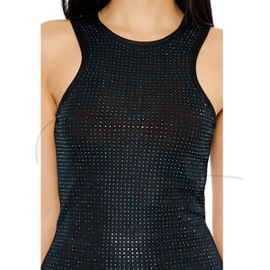 Camisetas sin mangas personalizadas con pedrería para mujer, 100% algodón, de secado rápido, transpirables, con cuello cuadrado, estilo veraniego, para gimnasio, al por mayor - Product Image 5