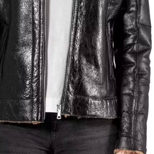 Femmes noir véritable mouton respirant coton laine tissu régulier solide motif hiver automne vestes OEM - Product Image 5