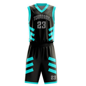 Maillots de basket respirants sur mesure, impression par sublimation, maillot bleu d'équipe, uniformes 100 % polyester - Product Image 5