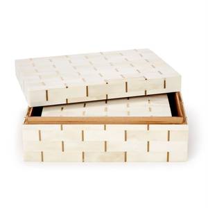Handcrafted Bone Inlay Decorative <b>Storage</b> Box Set with Minimalist Brick Pattern Rectangular Jewelry Organizer Keepsake Boxes - Product Image 5