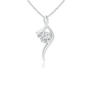 Colgante de Diamante y Oro Certificado por IGI, Corte Brillante Redondo, Joyería Romántica para Uso Diario para Mujer, Oro de 10K, 14K, 18K, Plata 925, 935 - Product Image 2