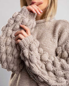 Pull en cachemire tricoté à la main pour femme, col rond, manches classiques, couleur unie, standard, hiver, décontracté, confortable - Product Image 4