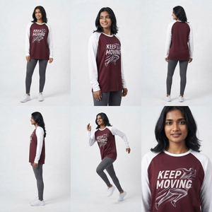 Printed Raglan Oversize T-Shirt <b>Women's</b> Long Sleeve Crew Neck Loose Fit Tee Casual Wear 100% Cotton Jersey Tee <b>Top</b> Ladies - Product Image 6