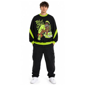 Polyester/Cotton Tech Fleece Breathable Casual Heavyweight Jersey Regular Fit Crewneck 370gsm Winter Drop Hoodie Men Sweatshirts - Product Image 3