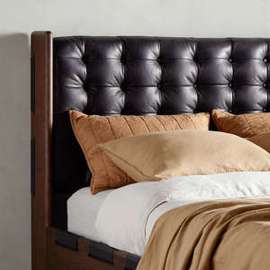 Luxury Upholstered Wooden <b>Bed</b> <b>Frame</b> with Tufted Headboard – Modern King/<b>Queen</b> <b>Size</b> <b>Bed</b> for Bedroom - Product Image 5