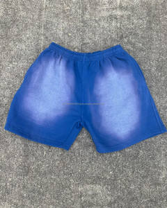 Vintage Sun Faded Acid Wash Shorts pour hommes lourd 100% coton multicolore Sweat Shorts avec motif solide Style Streetwear - Product Image 6