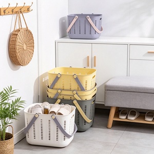 Cesta de Almacenamiento de Plástico Moderna, Apilable, Ligera y Portátil, con Asa, Ventilada, Organizador Rectangular para Armario y Cocina - Product Image 3