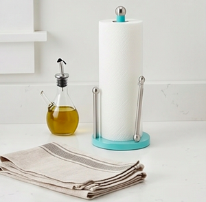 Sky Blue Free Standing Metal <b>Tissue</b> Roll Holder Portable Organizer Perfect For Kitchen Bathroom Counter And Home Use - Product Image 4